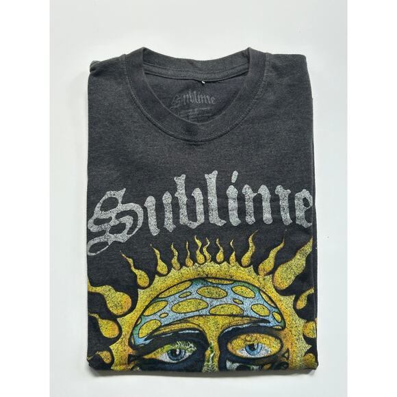 Sublime Tee Large Shirt Sun Gray Crew Neck Band Long Beach - Picture 5 of 5